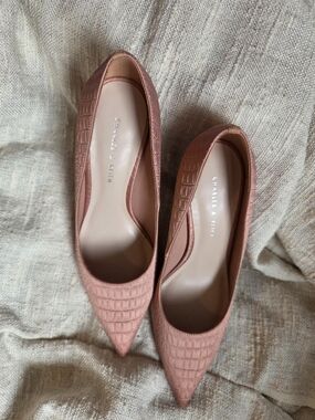 Charles & Keith Blush Pink Pointed-Toe High Heel Size:34 (Heel 10 cm)